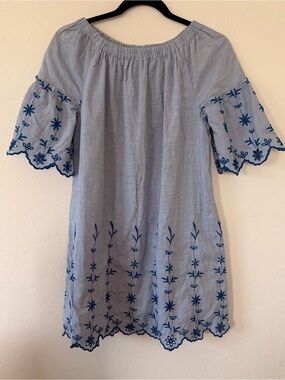ZARA Girls Off-Shoulder Embroidered Tunic Dress Size 13/14